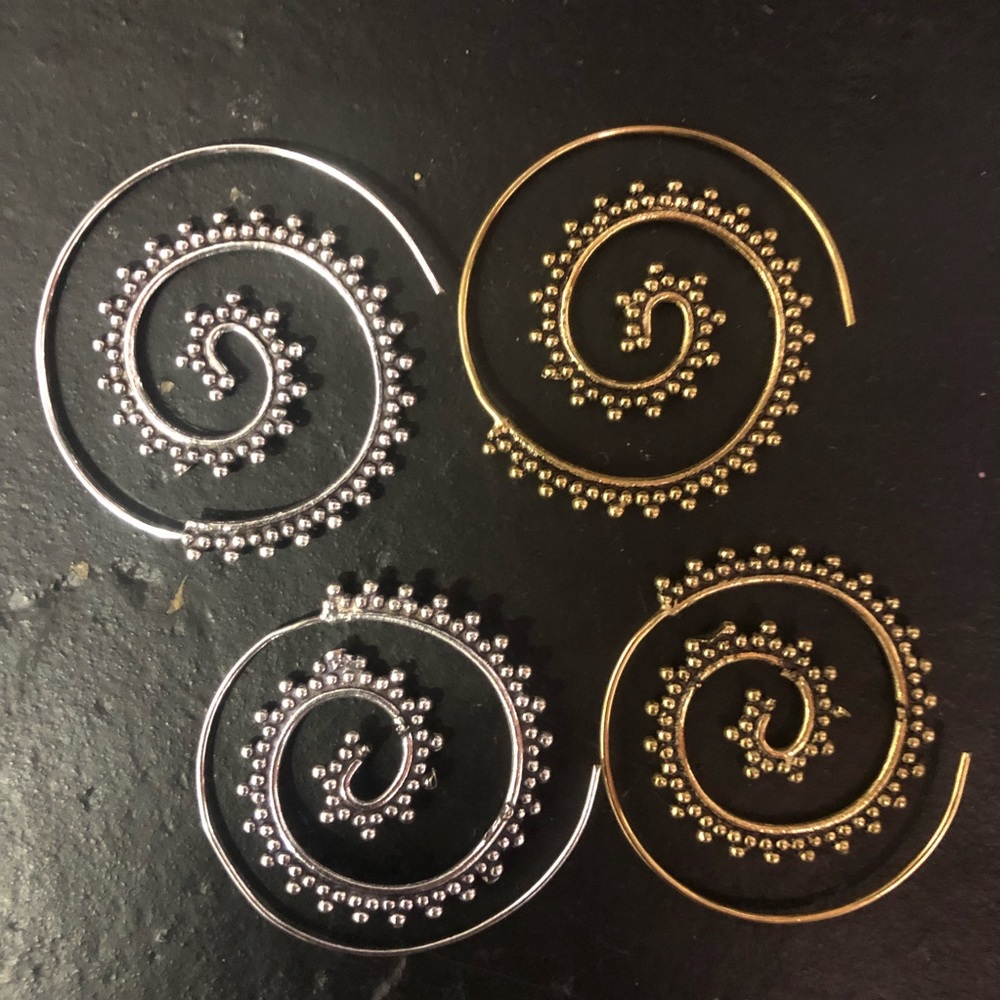 Spiral Earrings ⭕️ Gold & Silver Brass